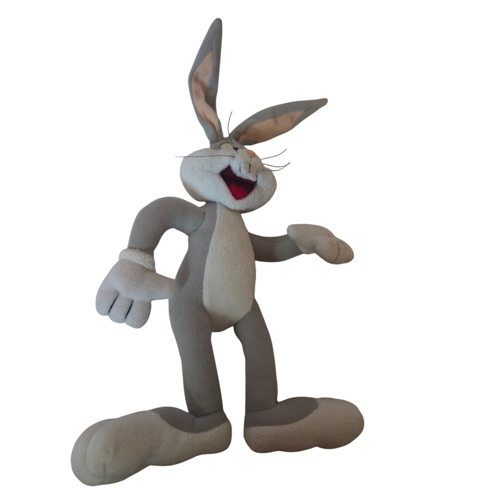 Vintage Bugs Bunny Plush Warner Bros Looney Tunes Gray White Rabbit 1990s Toy